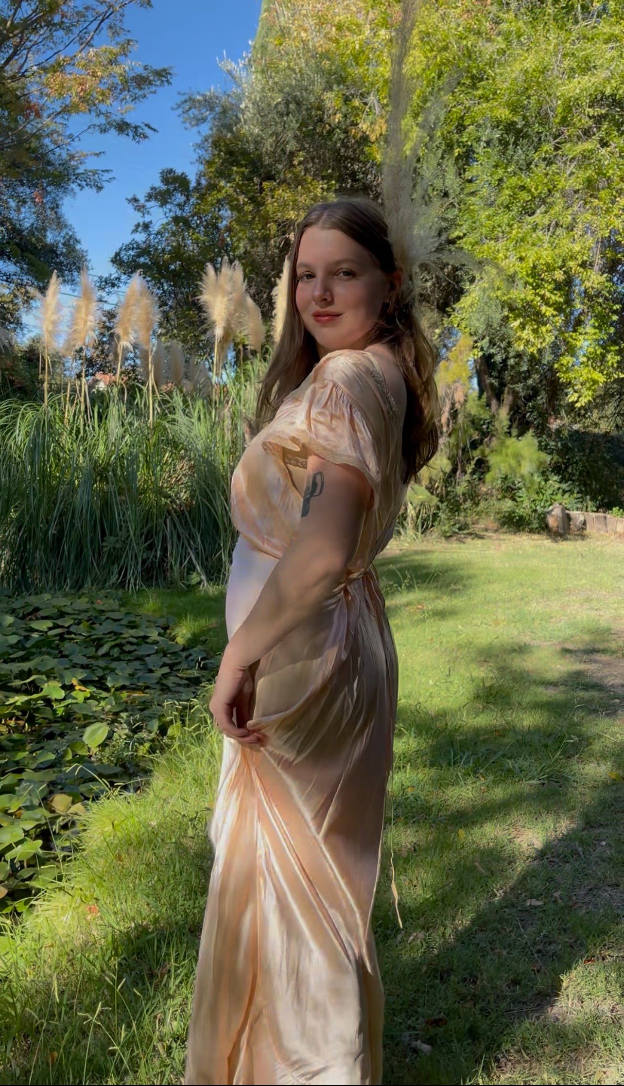 1930s/40s Blush Lace Bias Cut Slip Dress
