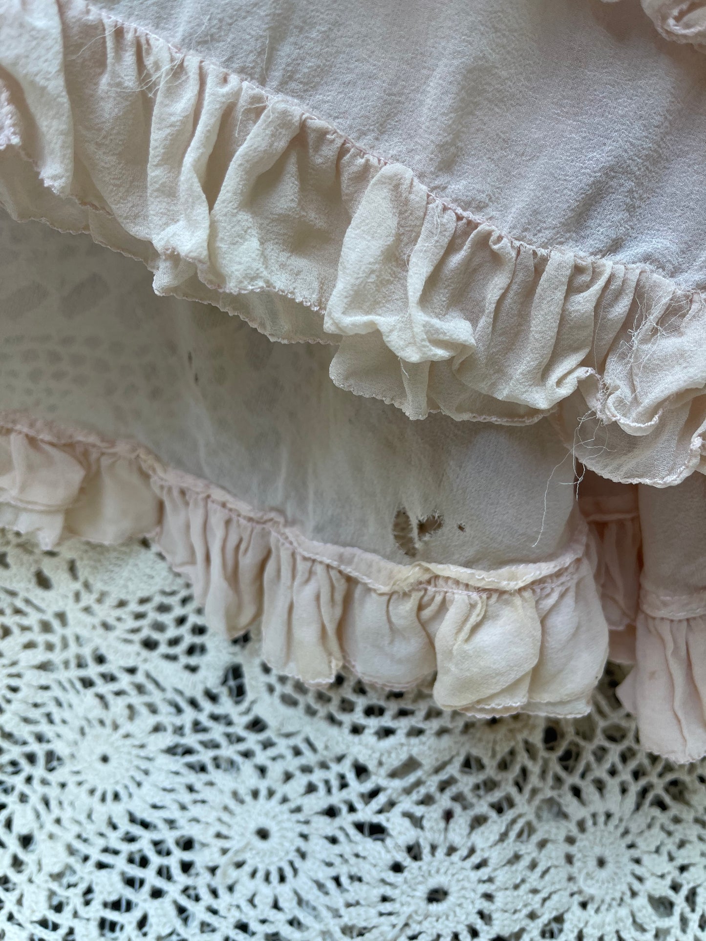 1920s Silk Pink Ruffle Party Dress