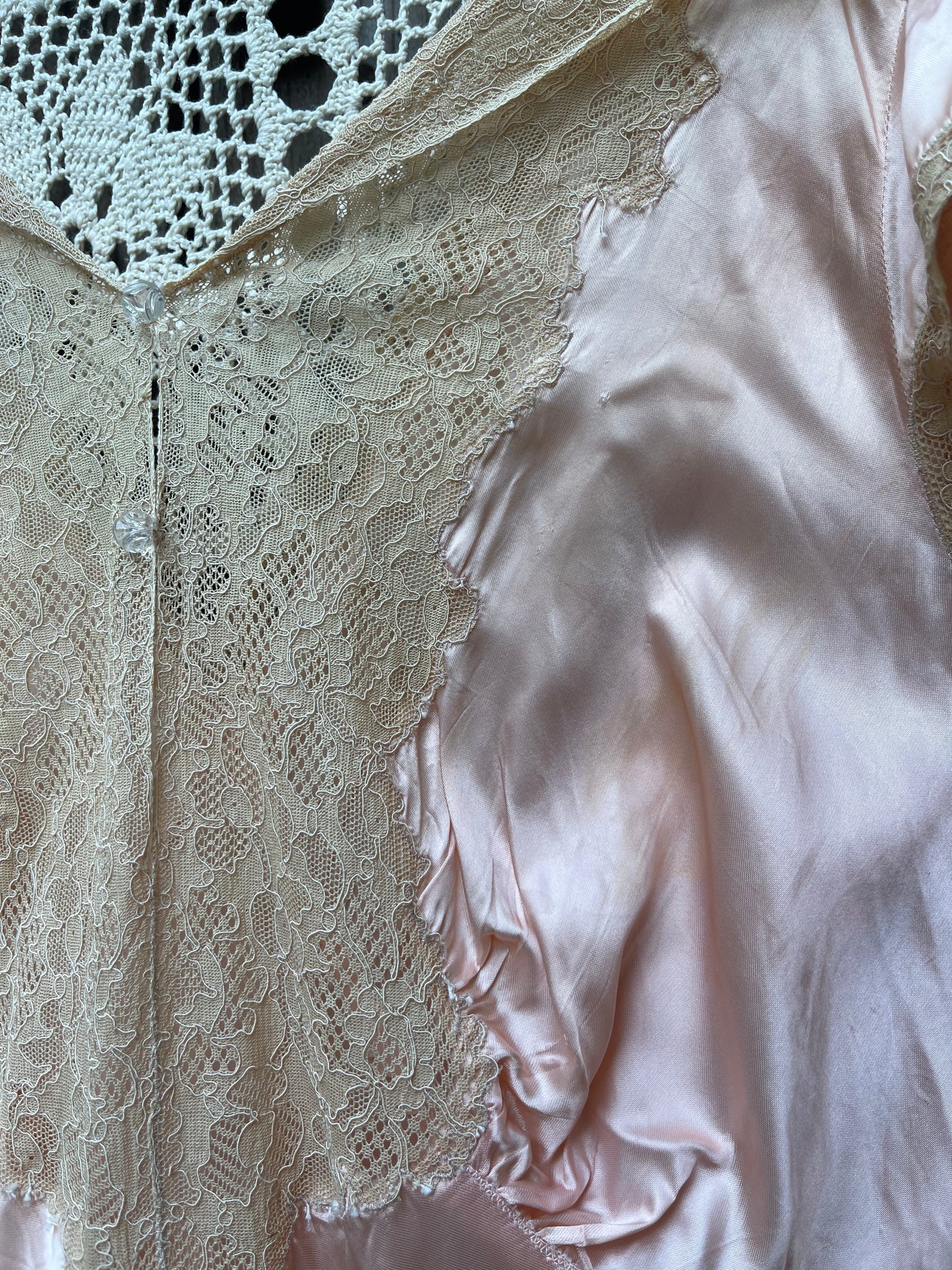 1930s/40s Blush Lace Bias Cut Slip Dress