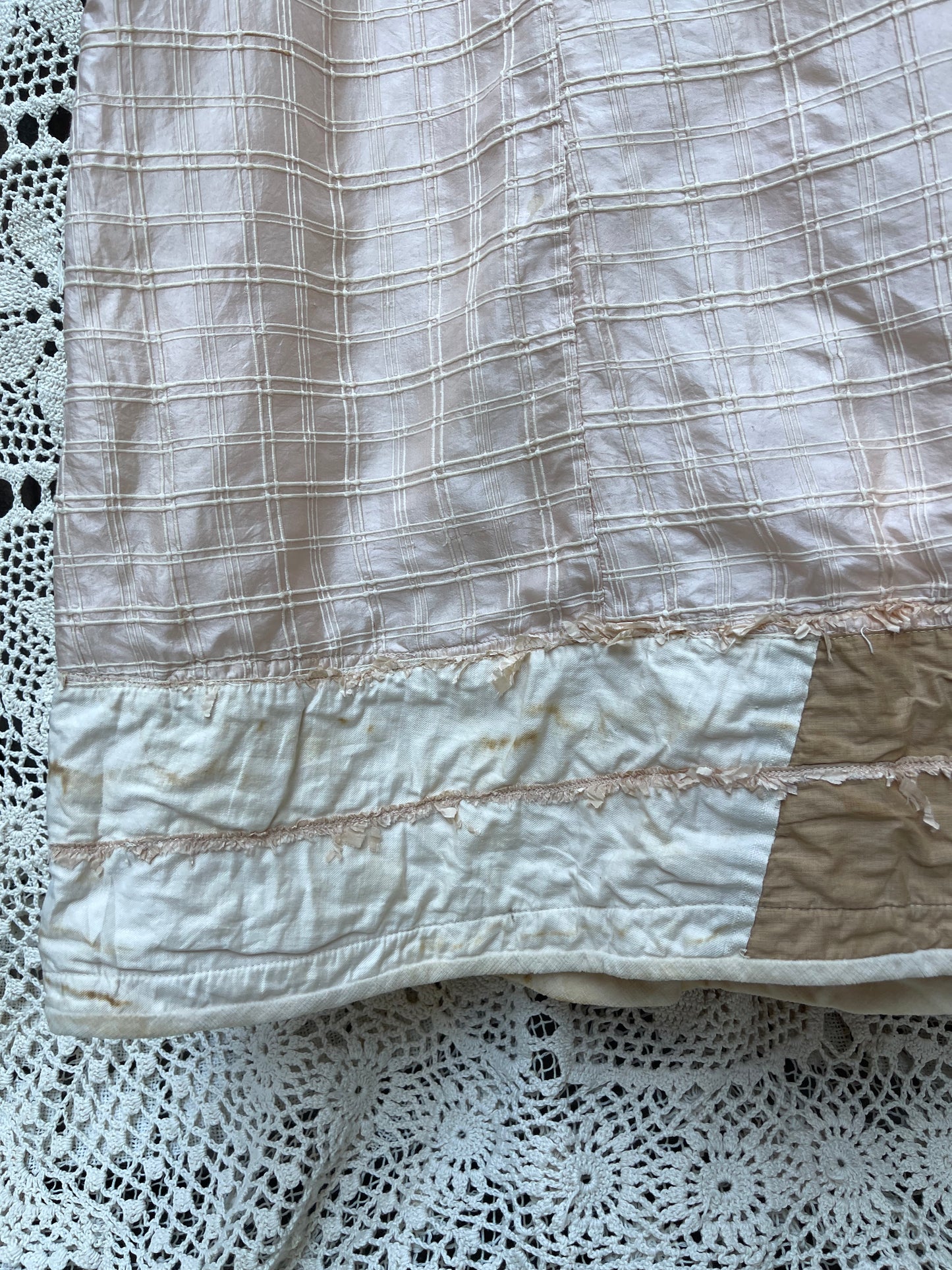 1930s/40s Peachy Silk Floral Appliqué Party Dress