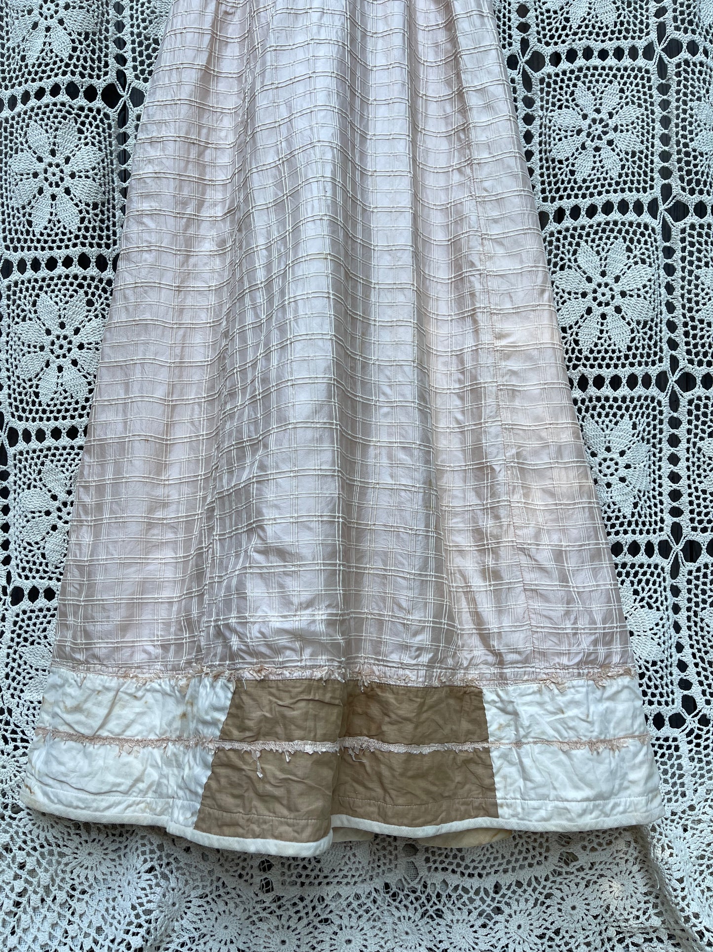1930s/40s Peachy Silk Floral Appliqué Party Dress