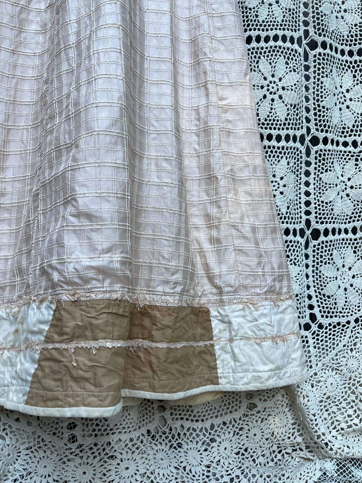 1930s/40s Peachy Silk Floral Appliqué Party Dress