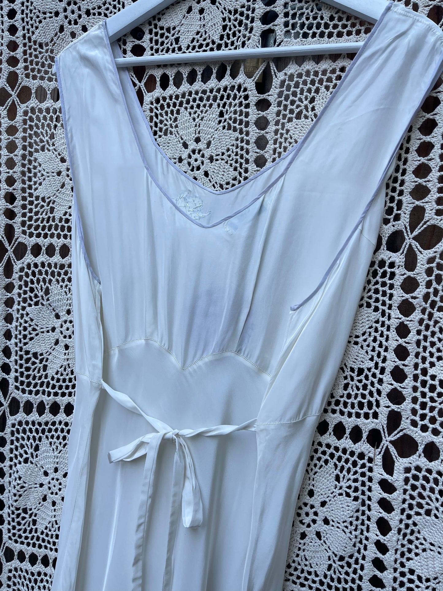 1950s Ivory Cherub Embroidered Slip Dress