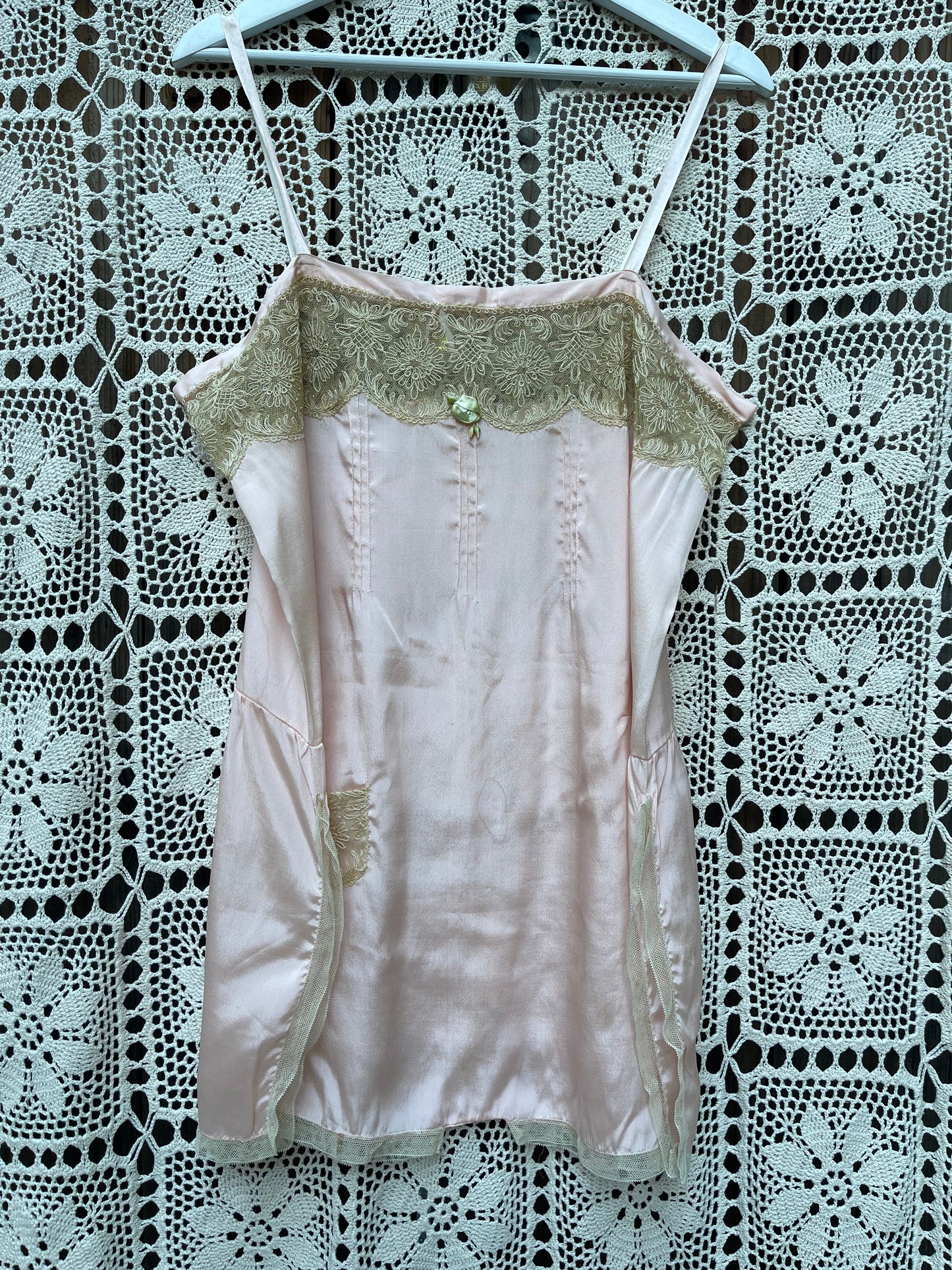 1920s Pink Silk Rosette Step-In