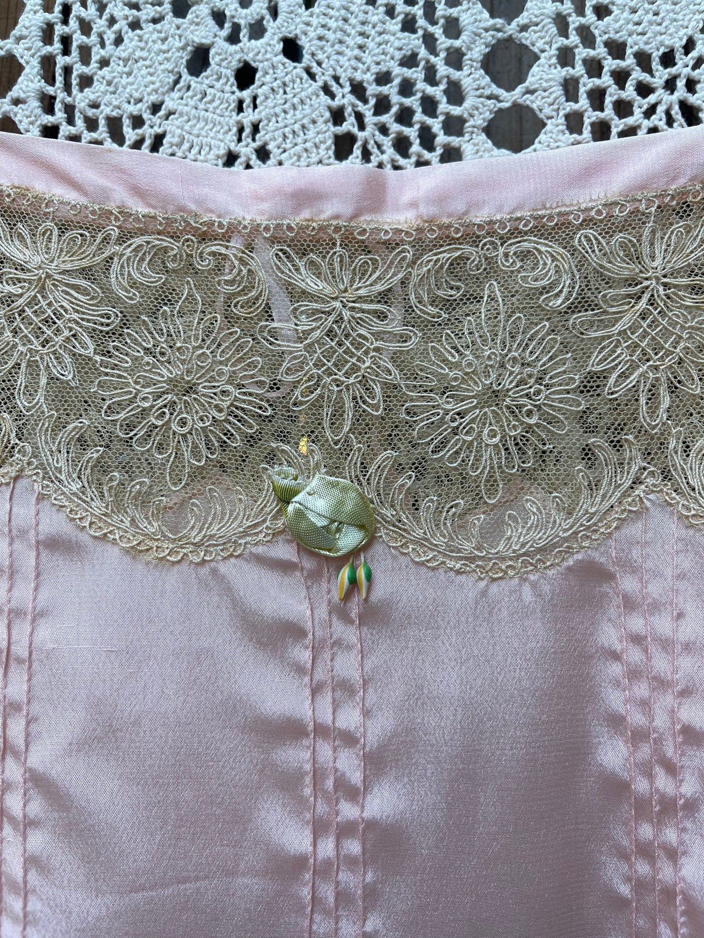 1920s Pink Silk Rosette Step-In
