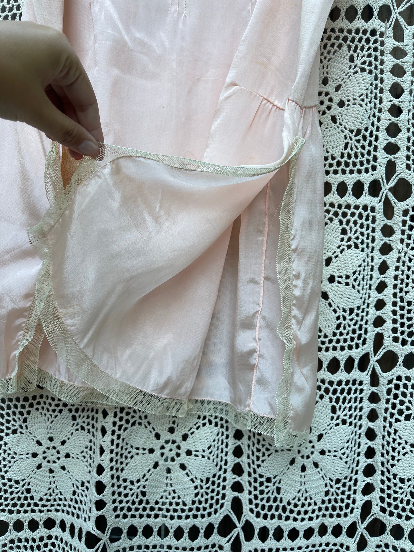 1920s Pink Silk Rosette Step-In