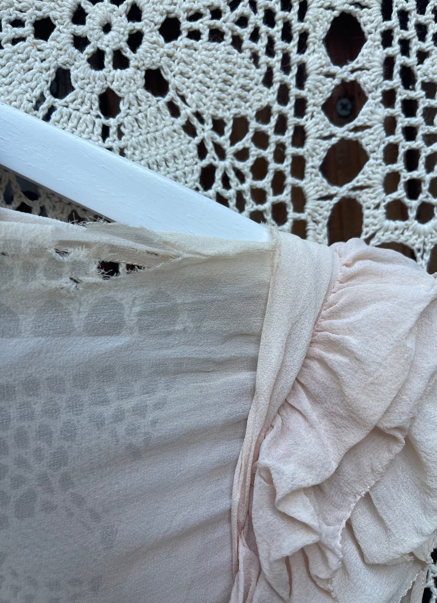 1920s Silk Pink Ruffle Party Dress