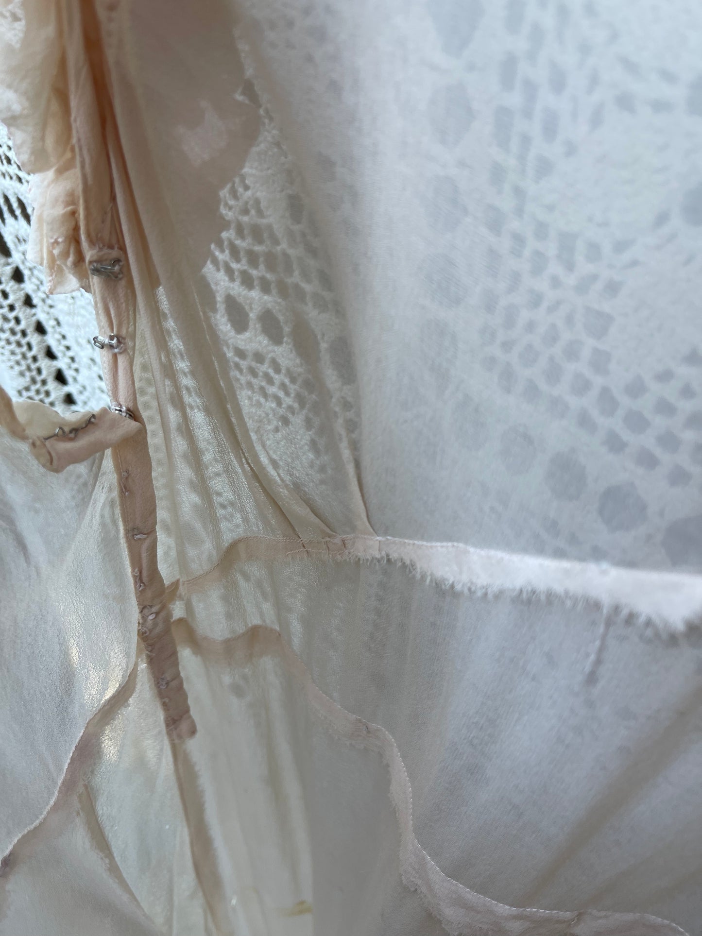 1920s Silk Pink Ruffle Party Dress